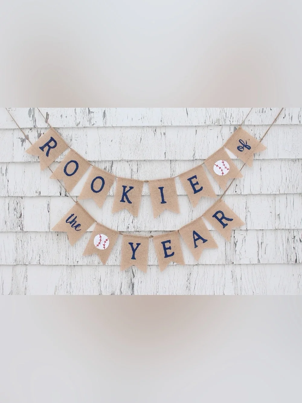 Rookie of the Year Banner, Baseball First Birthday, Burlap